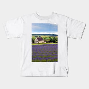 Lavender Field Summer Flowers Cotswolds England Kids T-Shirt